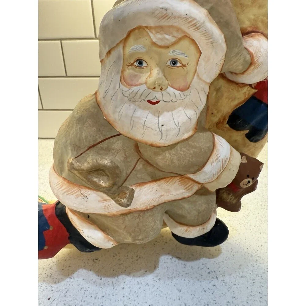 Santa Moon Christmas Decor Paper Mache Christmas Santa Claus Hand Painted 15